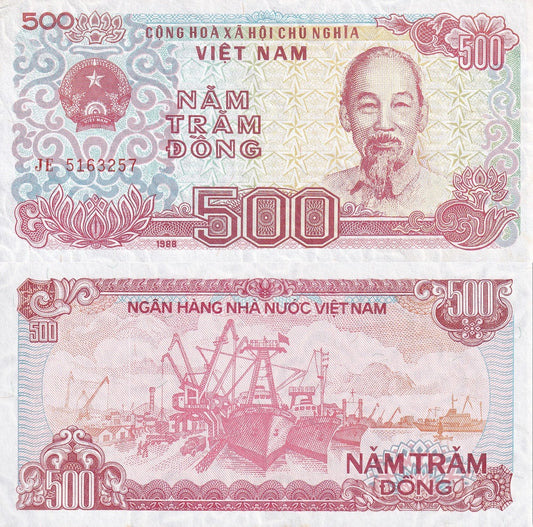 Viet Nam Vietnam 500 Dong 1988 P 101a(1) UNC MINOR FOXING