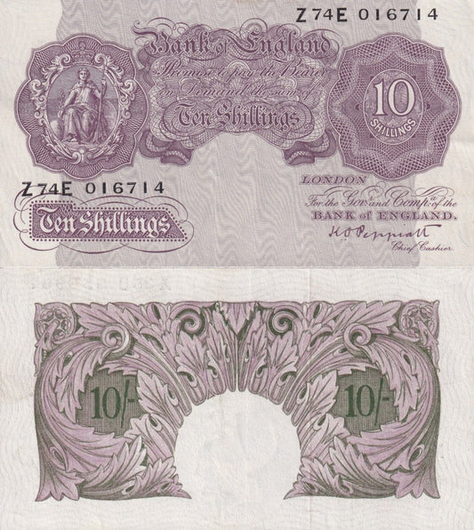 Great Britain 10 Shillings ND 1940-1948 P 366 EF