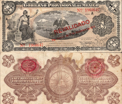 Mexico 1 Peso 1914 P S701b Circulated SERIE A 1/20 Bundle Lot 5 pcs