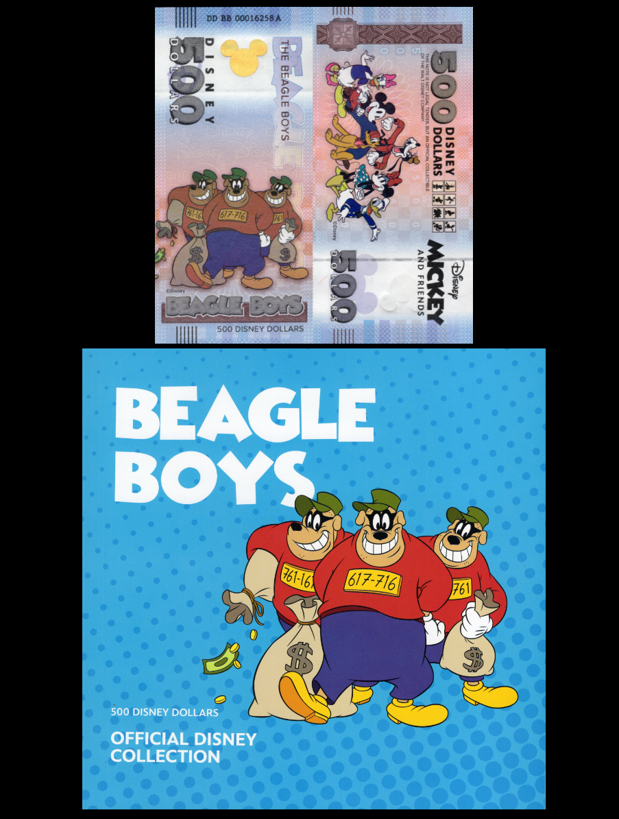Disney Official Mickey Mouse & Frinds 500 Dollars 2025 Beagle Boys UNC W/F