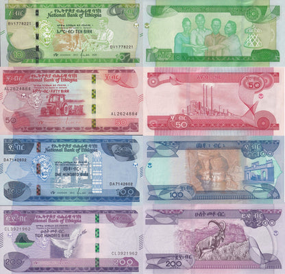 Ethiopia 10 50 100 200 Birr 2020-2023 P 55 56 57 58 Random Year UNC Set 4 pcs