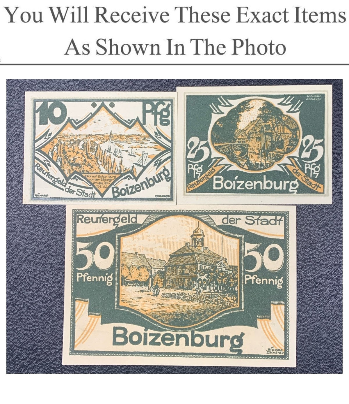 Germany Notgeld BOITZENBURG 10 25 50 Pfennig 1922 Full Set 3 pcs