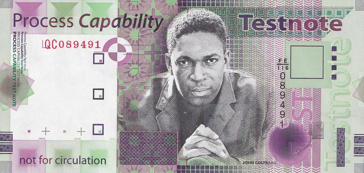 De la Rue Test note Process Capability John Coltrane UNC