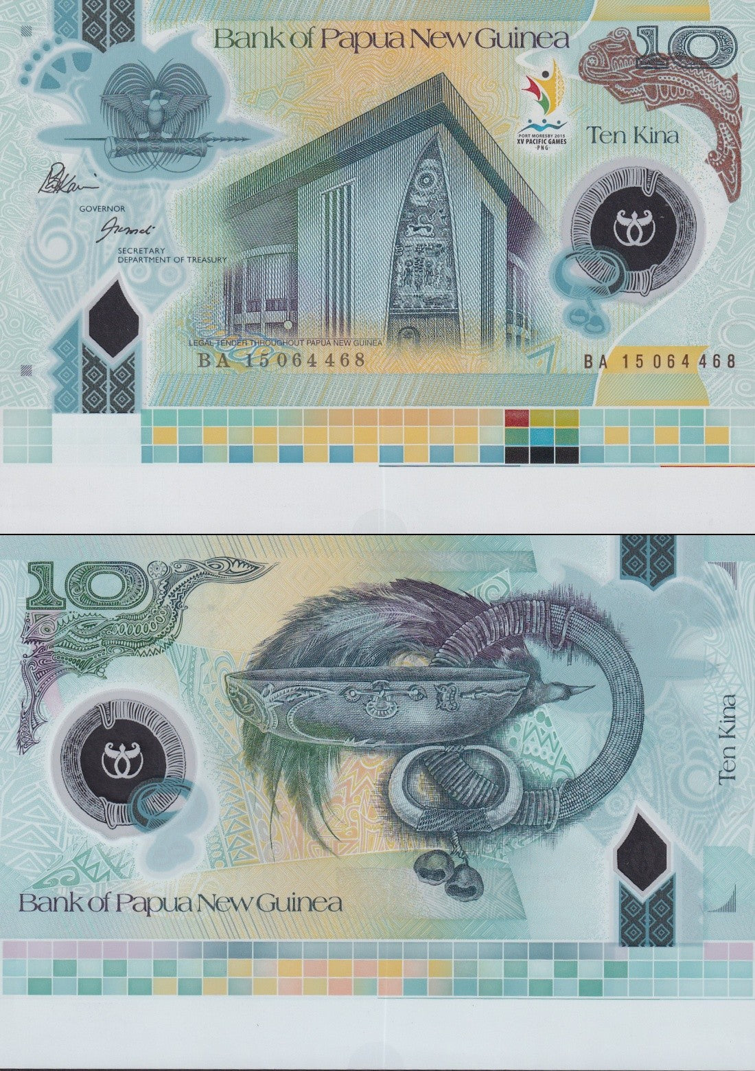 Papua New Guinea 10 Kina 2015 P 48 Polymer UNC Commemorative Extra Edge Below