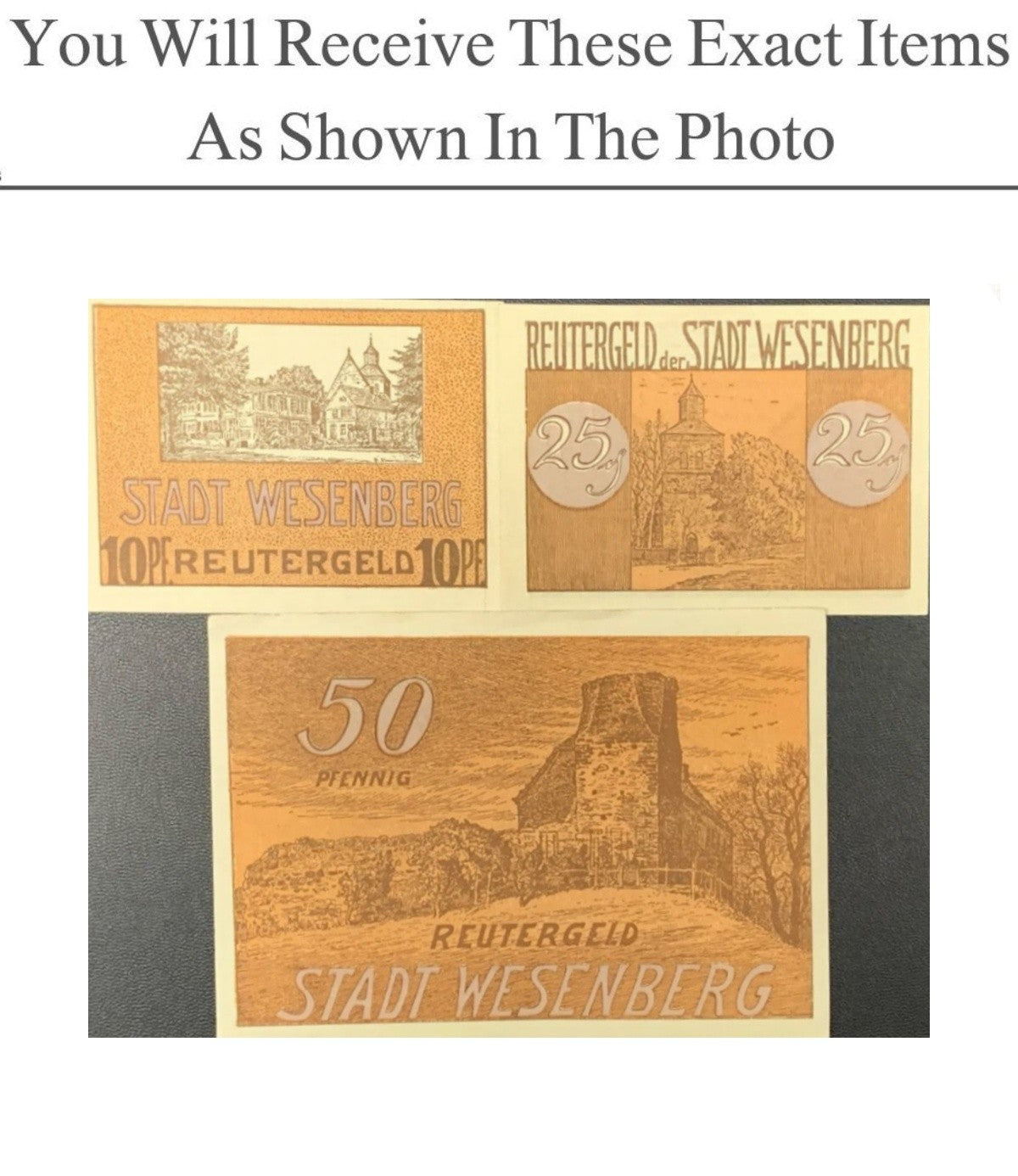 Germany Notgeld WESENBERG 10 25 50 Pfennig 1922 Full Set 3 pcs
