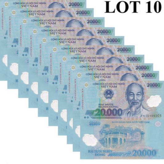 Viet Nam Vietnam 20000 Dong 2022 P 120 Polymer UNC 1/10 Bundle Lot 10 pcs