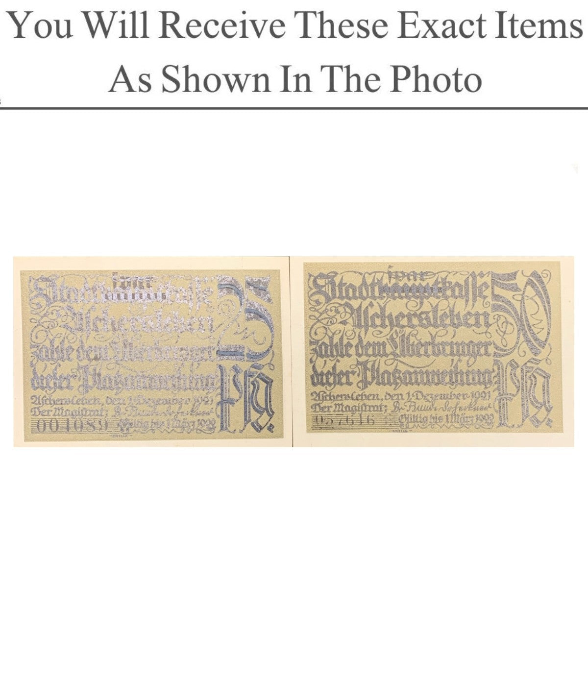 Germany Notgeld ASCHERSLEBEN 25 50 Pfenning 1921 Set 2 pcs