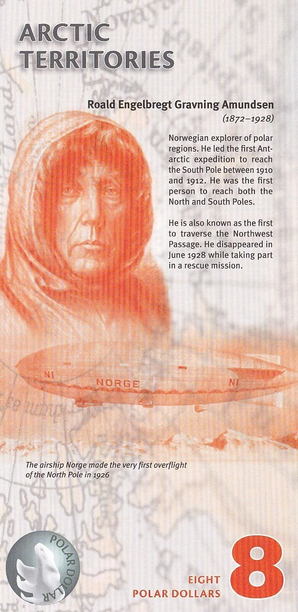 Arctic Territories 8 Dollars 2011 Polar Bear UNC Test Note Series 3A Polymer