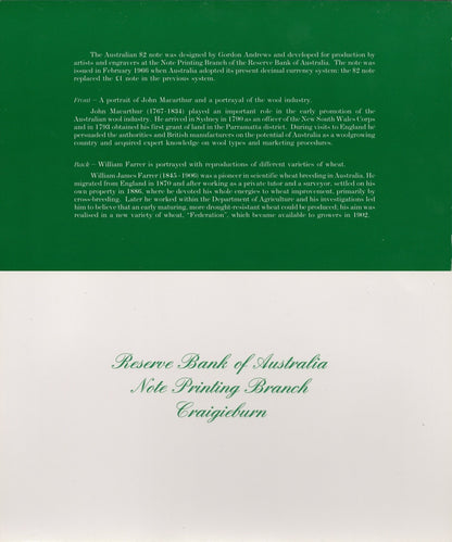 Australia 2 Dollars ND 1985 P 43 Johnston / Fraser UNC With Folder