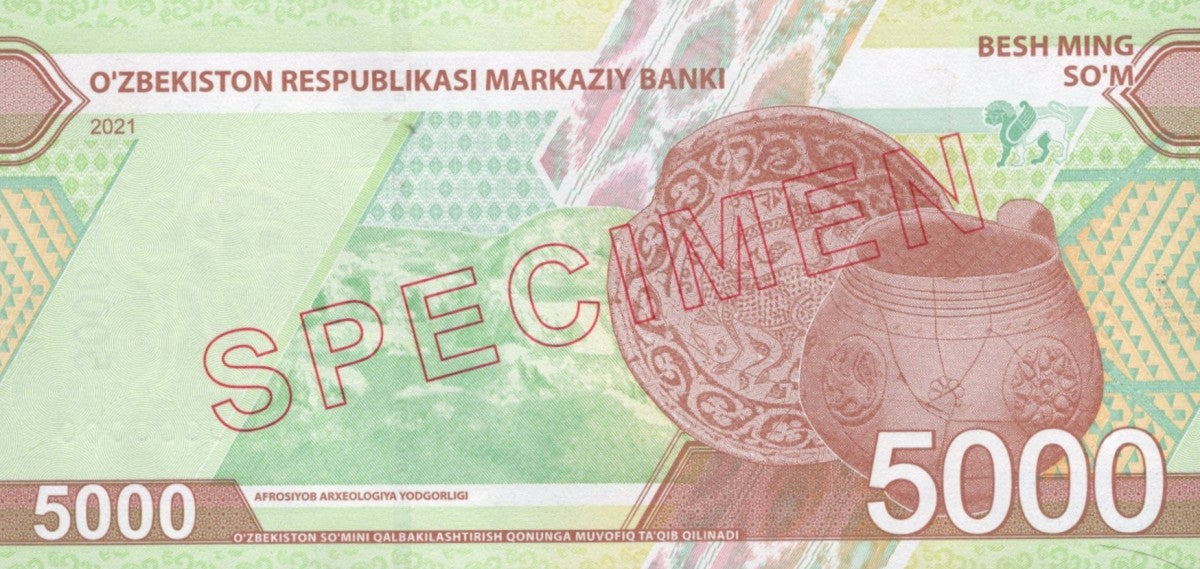 Uzbekistan 5000 Som 2021(2022) P 88 UNC AA Prefix SPECIMEN