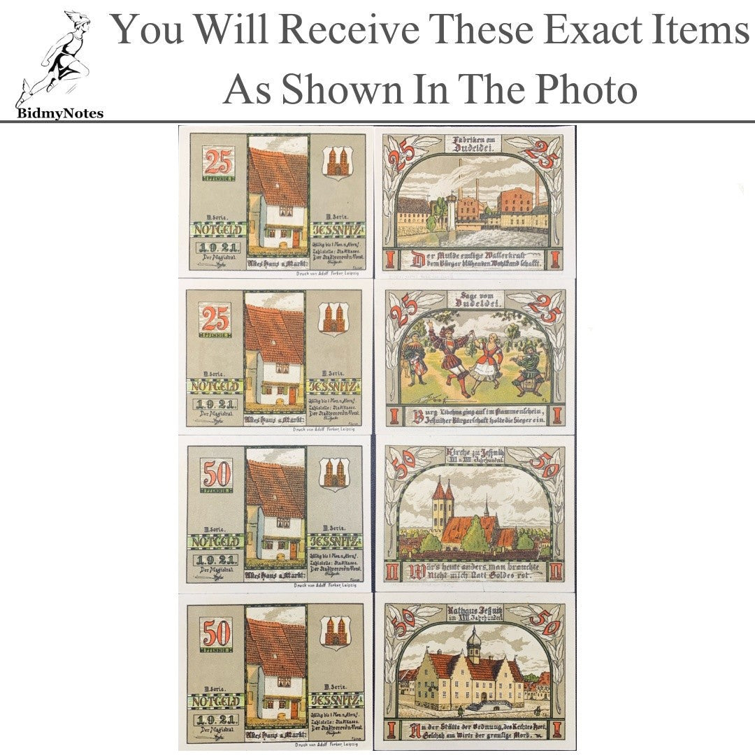 Germany Notgeld JESSNITZ 25 50 Pfennig 1921 Set 4 pcs