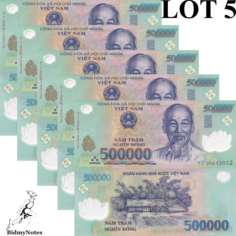 Viet Nam Vietnam 500000 Dong 2020 P 124 Polymer UNC 1/20 Bundle LOT 5 pcs