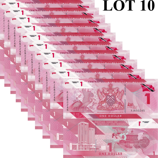 Trinidad and Tobago 1 Dollar 2020 P 60a Polymer UNC 1/10 Bundle Lot 10 pcs
