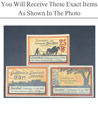 Germany Notgeld STEINFELD 25 Pfenning 1920 Set 3 pcs