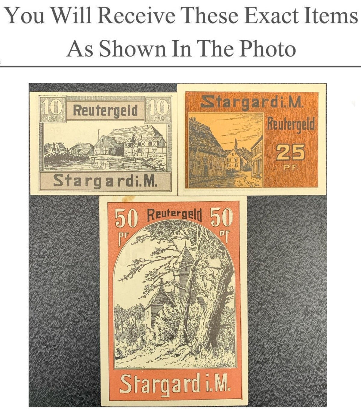 Germany Notgeld REUTERGELD 10 25 50 Pfennig 1922 Full Set 3 pcs
