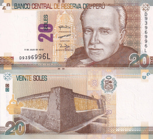 Peru 20 Soles 2018 P 193 UNC