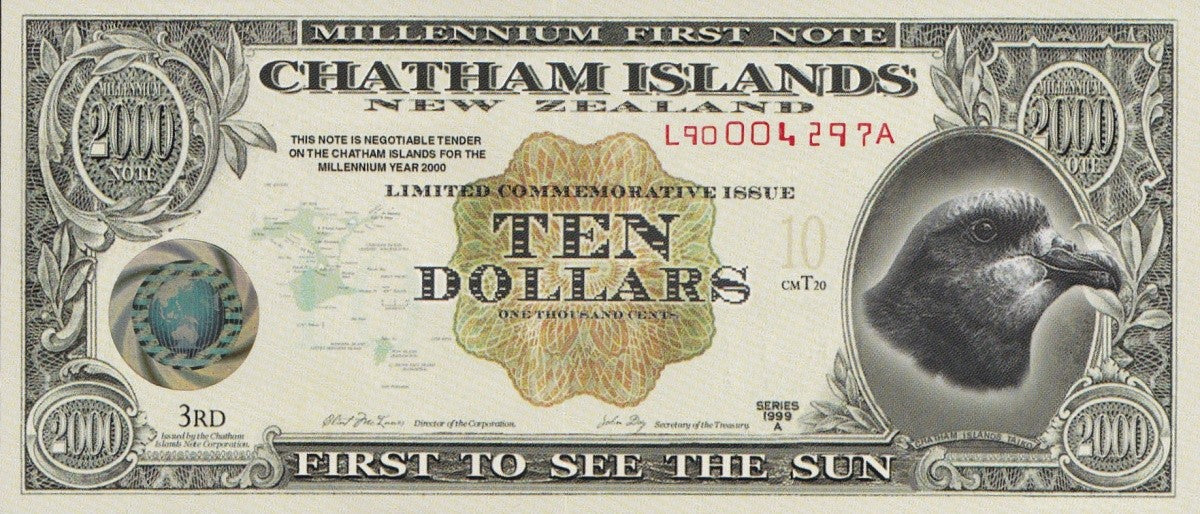 Chatham Islands 10 Dollars 1999 Commemorative Polymer Banknote Test Note UNC