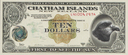 Chatham Islands 10 Dollars 1999 Commemorative Polymer Banknote Test Note UNC