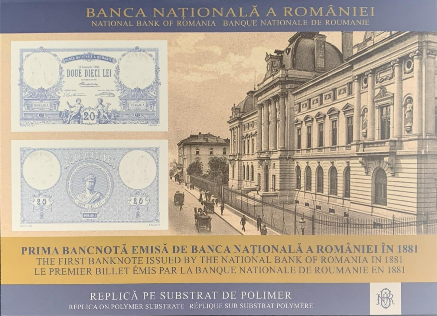 Romania 20 Lei 1881 / 2021 P 126 Polymer UNC COMM. With Folder