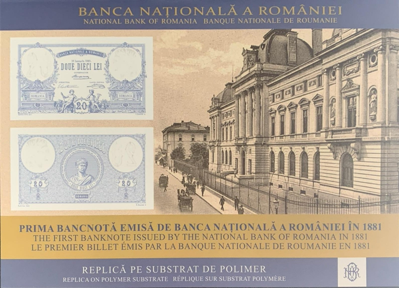 Romania 20 Lei 1881 / 2021 P 126 Polymer UNC COMM. With Folder