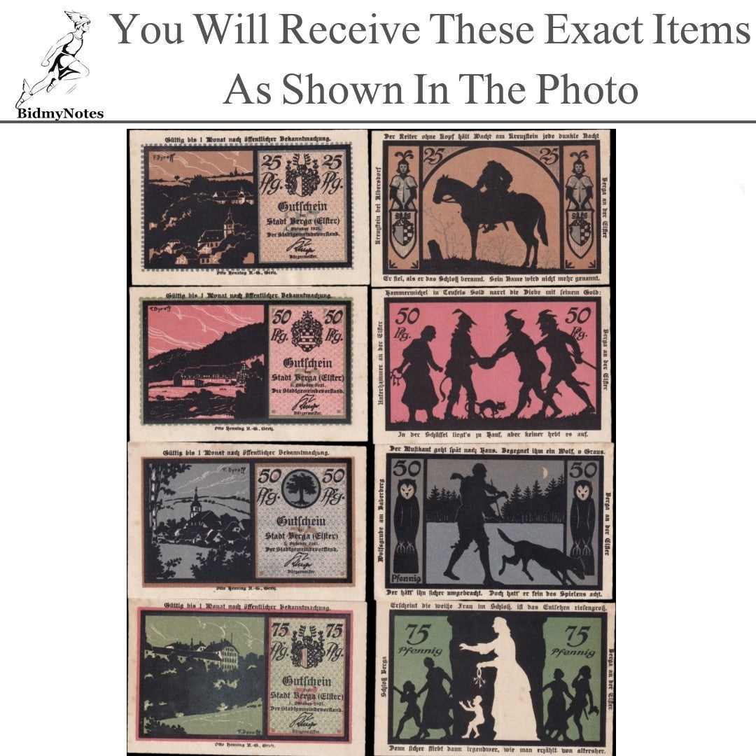 Germany Notgeld BERGA ELSTER 25 50 75 Pfennig 1921 Set 4 pcs