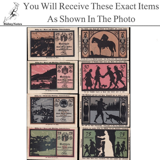 Germany Notgeld BERGA ELSTER 25 50 75 Pfennig 1921 Set 4 pcs