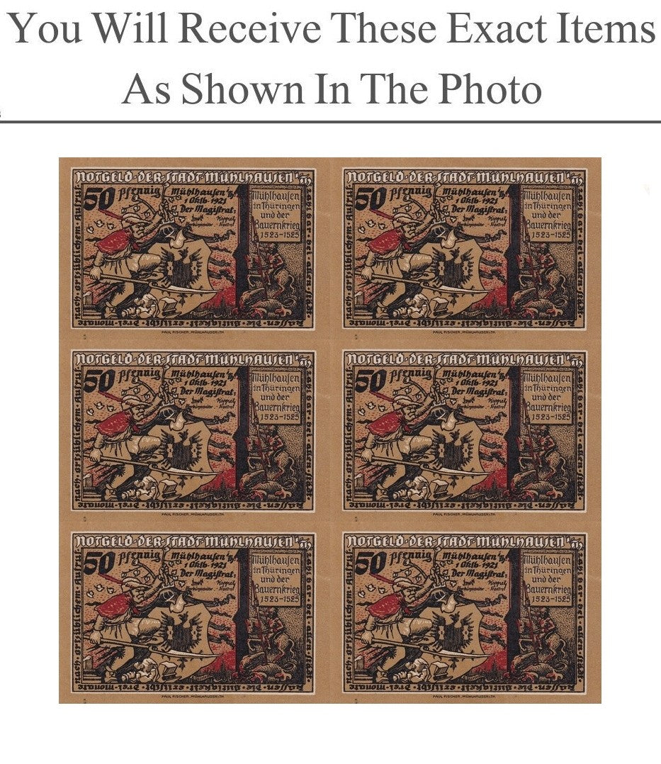 Germany Notgeld BAUERNKRIEG Series 50 Pfennig 1921 Set 6 pcs