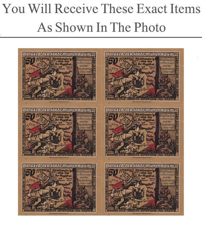 Germany Notgeld BAUERNKRIEG Series 50 Pfennig 1921 Set 6 pcs