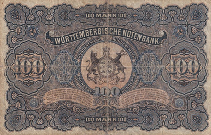 Germany-Wurttemerg 100 Mark 1911 P S979c Circulated