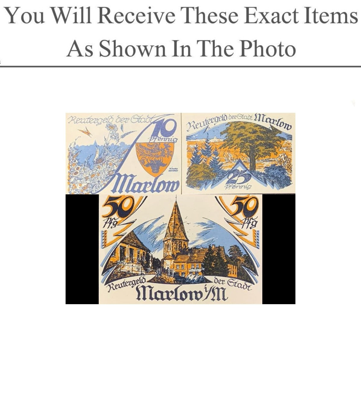Germany Notgeld MARLOW 10 25 50 Pfennig 1922 Full Set 3 pcs