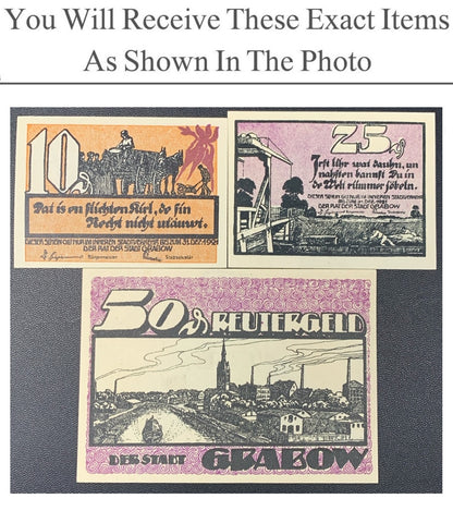 Germany Notgeld GRABOW 10 25 50 Pfennig 1921 Set 3 pcs