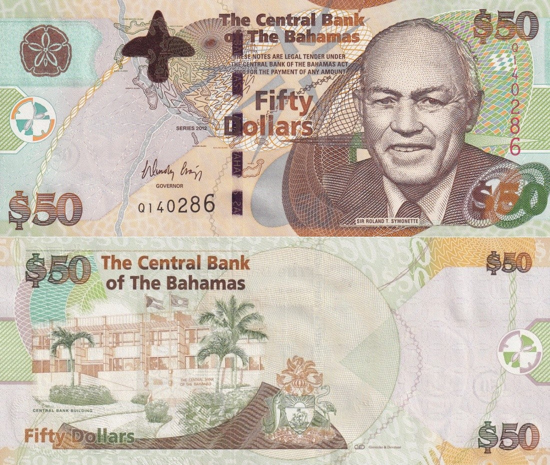 Bahamas 50 Dollars 2012 P 75A UNC