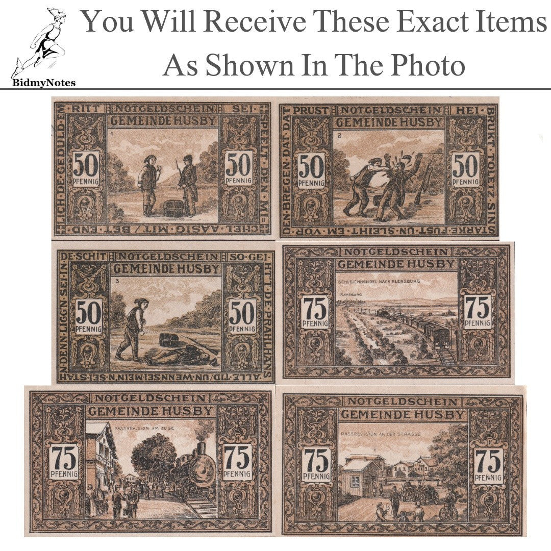 Germany Notgeld HUSBY 50 75 Pfennig 1921 Set 6 pcs