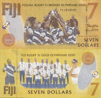 Fiji 7 Dollars 2022 P 122 Prefix FIJ UNC Commemorative
