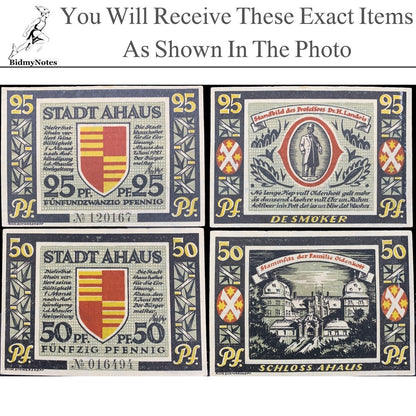 Germany Notgeld AHAUS 25 50 Pfennig 1921 Set 2 pcs
