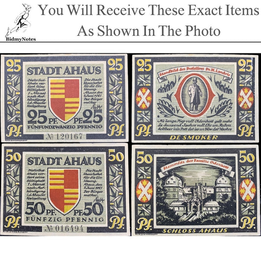 Germany Notgeld AHAUS 25 50 Pfennig 1921 Set 2 pcs