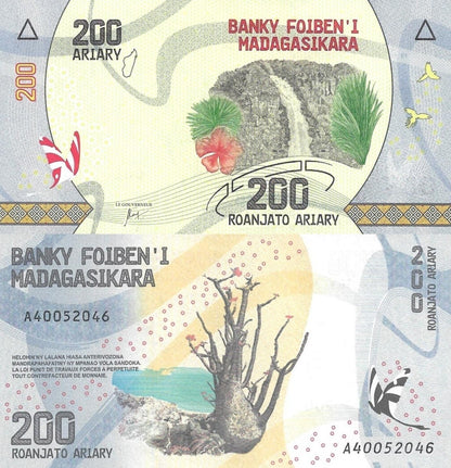 Madagascar 200 Ariary ND (2017) P 98 UNC 1/20 Bundle Lot 5 pcs