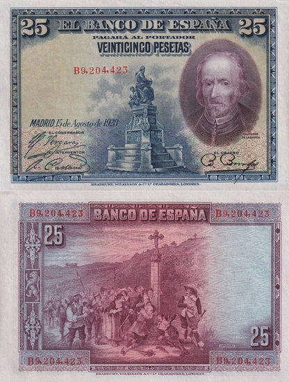 Spain 25 Pesetas 1928 P 74b UNC
