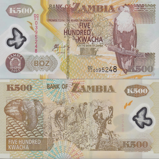 Zambia 500 Kwacha 2003 P 43 Polymer UNC