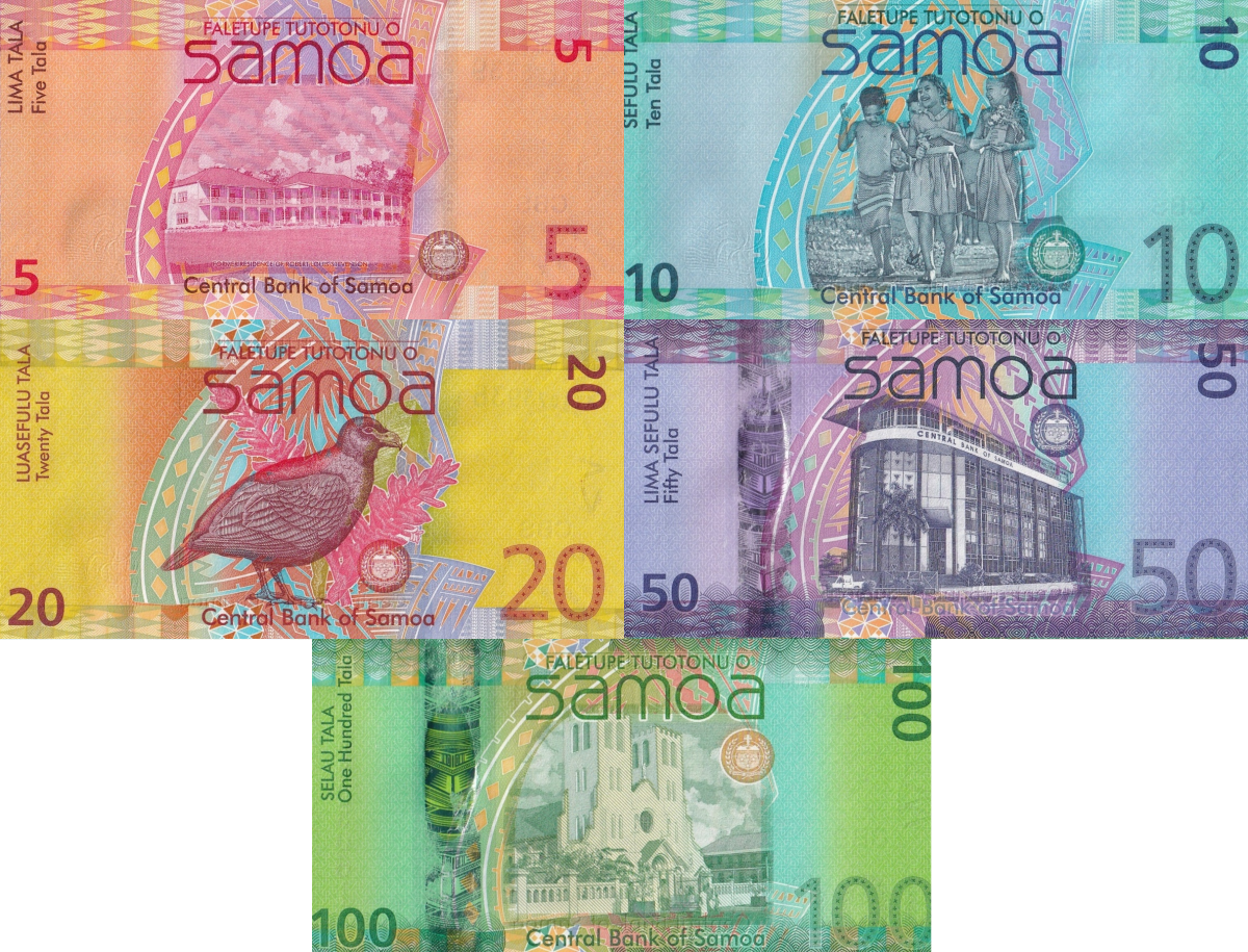 Samoa 5 10 20 50 100 Tala ND 2017 P 38c 39b 40c 41c 44b UNC Set 5 pcs