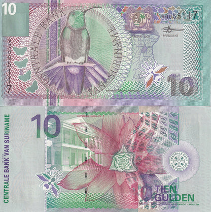 Suriname 10 Gulden 2000 P 147 UNC 1/10 Bundle LOT 10 pcs