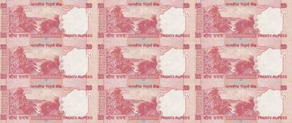 India 20 Rupees 2007-2013 P 96 103 UNC SOLID 1-9 Set 9 pcs