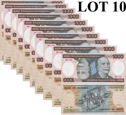 Brazil 1000 Cruzeiros ND 1981-1986 P 201 UNC 1/10 Bundle Lot 10 pcs