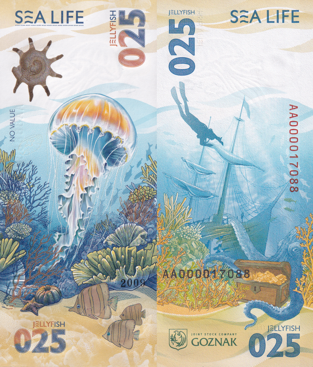 Goznak Sea Life Test Note 2025 New Jellyfish AA First Prefix UNC