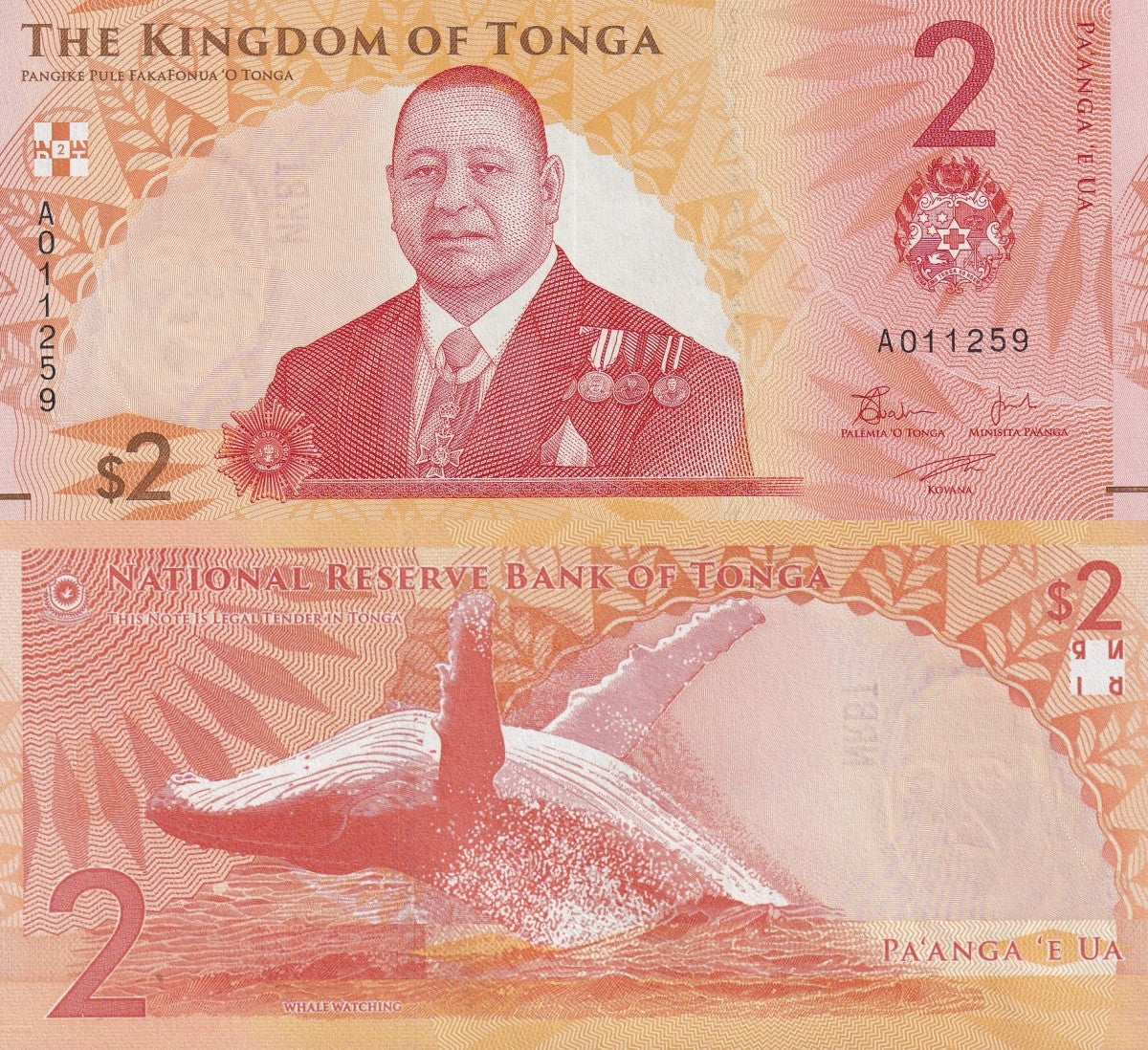 Tonga 2 Pa'anga 2024 P NEW UNC 1/10 Bundle LOT 10 pcs