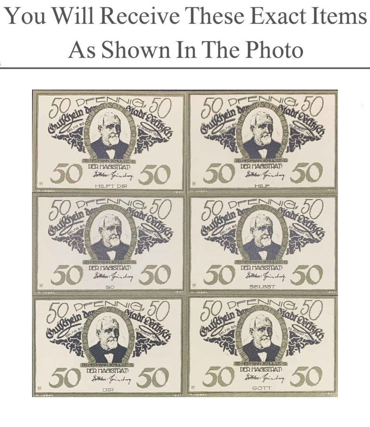 Germany Notgeld DELITZSCH 50 Pfennig 1921 Full Set 6 pcs