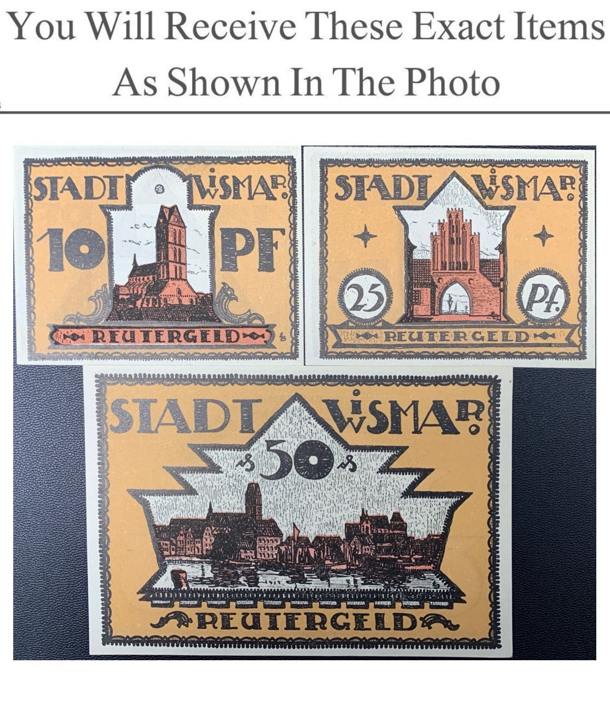Germany Notgeld WISMAR 10 25 50 Pfennig 1921 Full Set 3 pcs