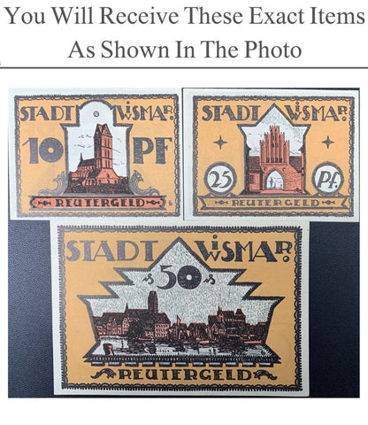 Germany Notgeld WISMAR 10 25 50 Pfennig 1921 Full Set 3 pcs