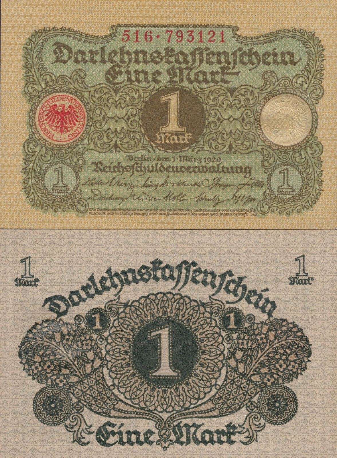 Germany 1 Mark 1920 P 58 UNC