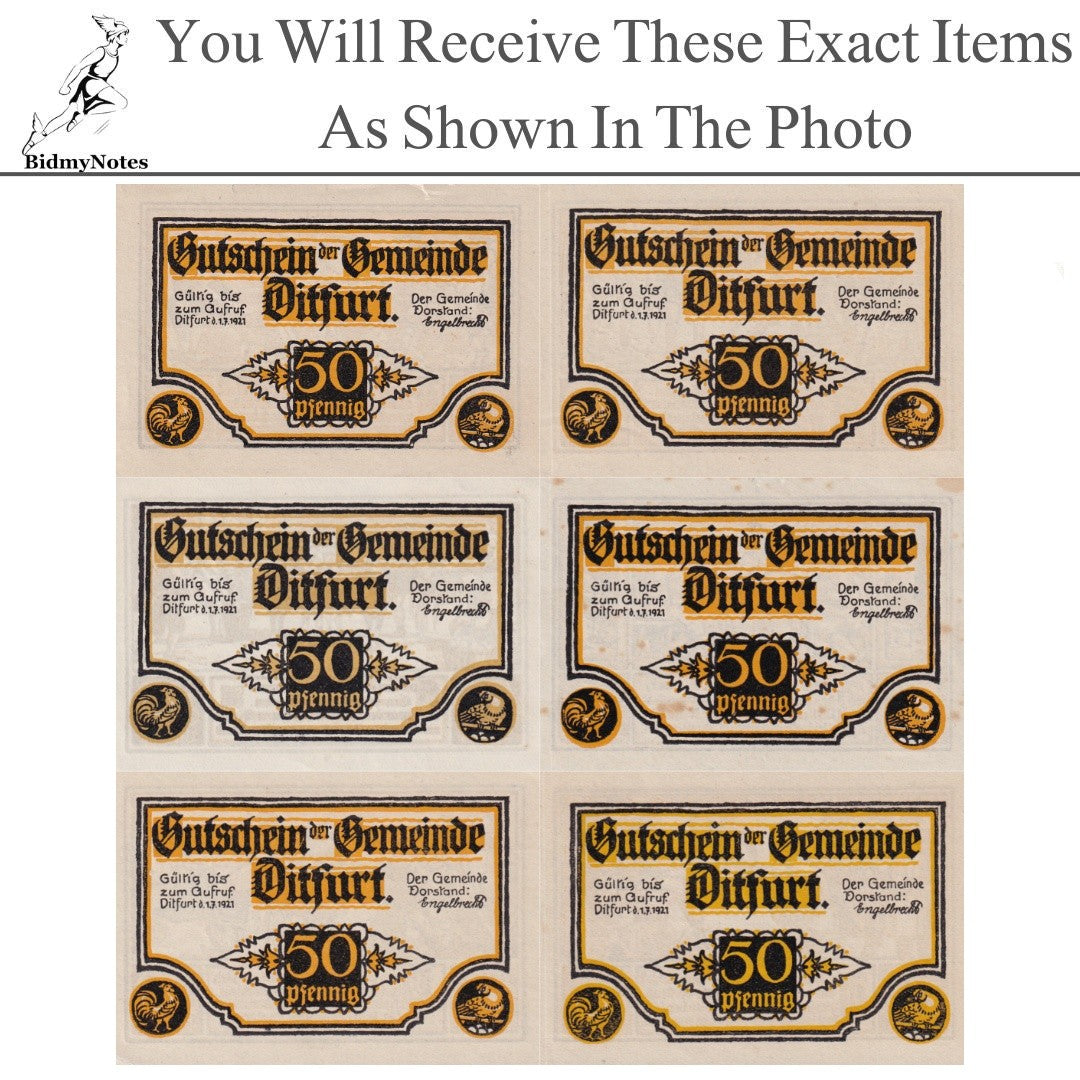 Germany Notgeld DITFURT 50 Pfennig 1921 Set 6 pcs
